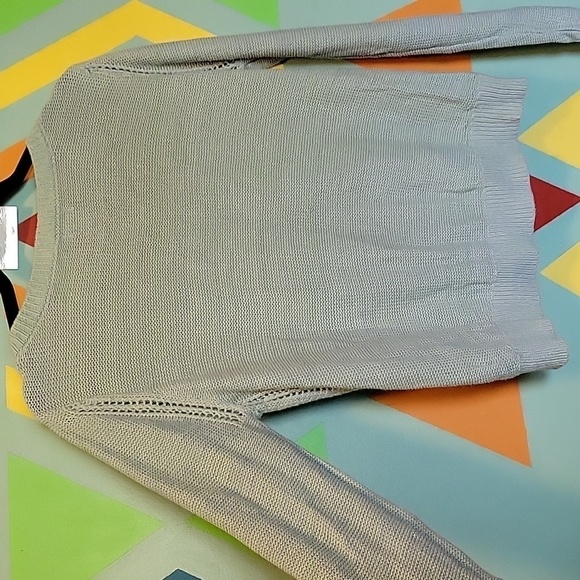 Mossimo Women's Cable Knit Linen Blend Crew Sweater Heathered Green Blue Size L - Picture 8 of 10